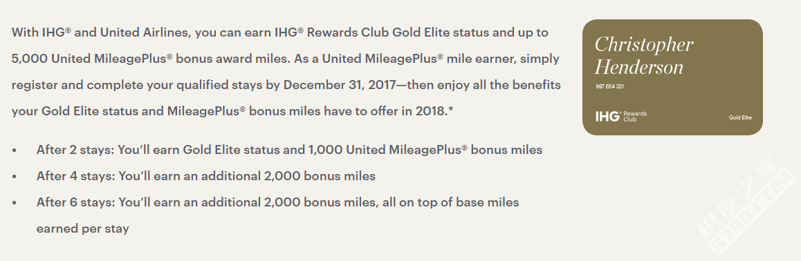 IHG入住2次快速升金卡