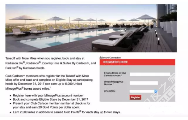 入住卡尔森俱乐部酒店两次 获得5000美联航奖励里程